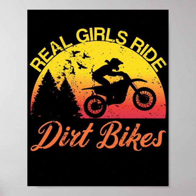Affiche Véritables Filles Ride Dirt Vélos Motocross Sunset (Devant)