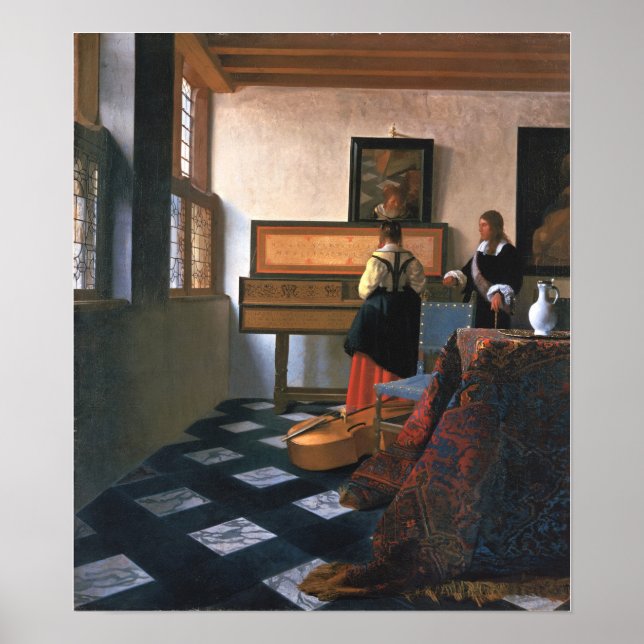 Affiche Vermeer - Dame aux virginals avec un gentleman ( (Devant)