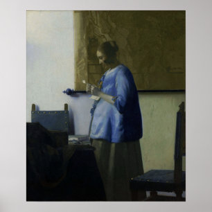 Affiche Vermeer - Femme En Bleu Lire Une Lettre 1665