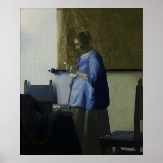 Affiche Vermeer - Femme En Bleu Lire Une Lettre 1665 (Devant)