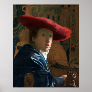 Affiche Vermeer - Fille Avec Un Casquette Rouge 1667