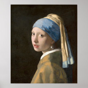 Affiche Vermeer - Fille Avec Une Perle Élevant 1667 (HQ)