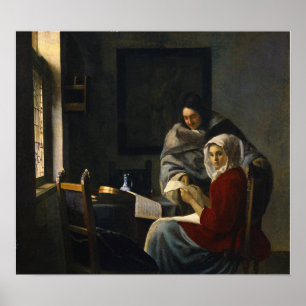 Affiche Vermeer - Fille Interrompue À Sa Musique 1661