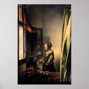 Affiche Vermeer - Fille lisant une lettre à une fenêtre ou