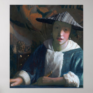 Affiche Vermeer - Jeune Fille Avec Une Flûte 1670