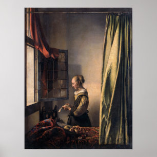 Affiche Vermeer - Jeune fille lisant une lettre à une fenê