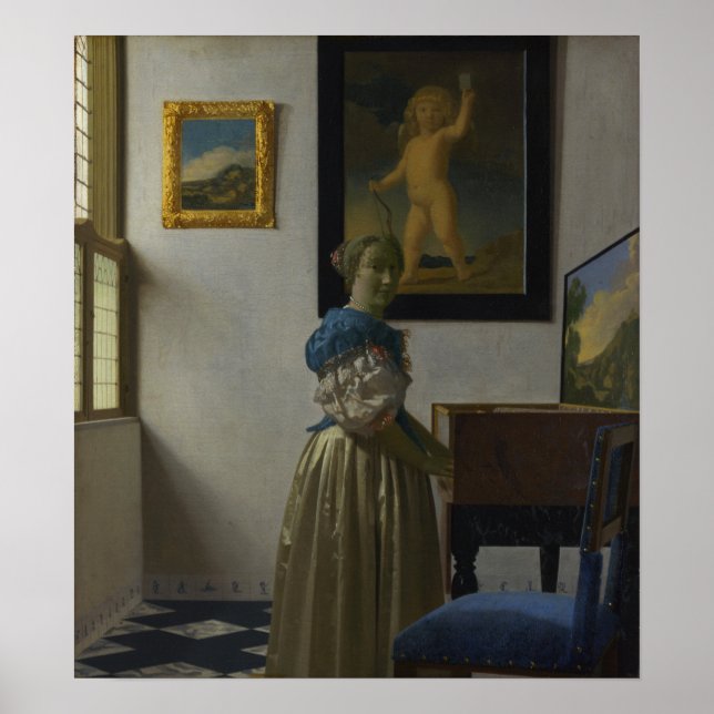 Affiche Vermeer - Lady Debout À Une Virginal 1674 (Devant)