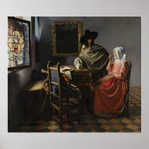 Affiche Vermeer - Le Verre Du Vin 1661