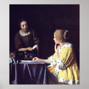 Affiche Vermeer - Maîtresse Et Fille Portant Une Lettre 16