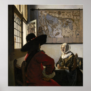 Affiche Vermeer - Officier Et Fille Rire 1660