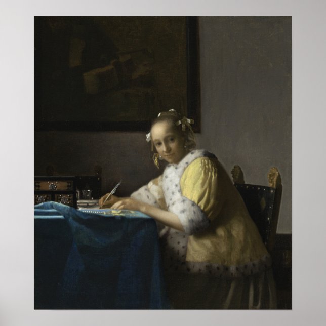 Affiche Vermeer - Une dame écrivant 1667 (Devant)