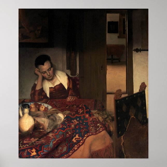 Affiche Vermeer - Une servante endormie 1657 (Devant)