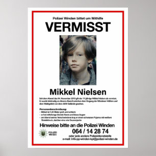 Affiche Vermisst Mikkel Nielsen
