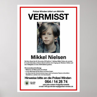 Affiche Vermisst Mikkel Nielsen