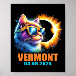 Affiche Vermont Total Solaire Eclipse 2024 Cat Solaire Ecl