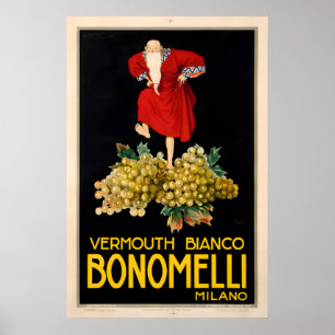 Affiche Vermouth Bianco Bonomelli Milan Millésime