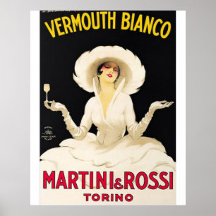 Affiche Vermouth Bianco Martini et Rossi Vintage Food&Dri