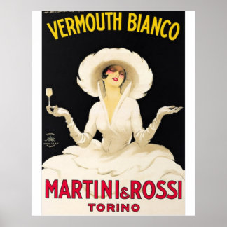 Affiche Vermouth Bianco Martini et Rossi Vintage Food&Dri