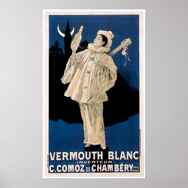 Affiche Vermouth Blanc Boissons Vintages Publicité Art (Devant)
