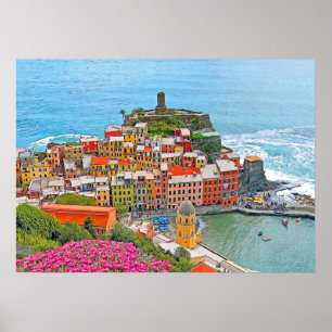 Affiche VERNAZZA  - Cinque Terre - panorama - Liguria -