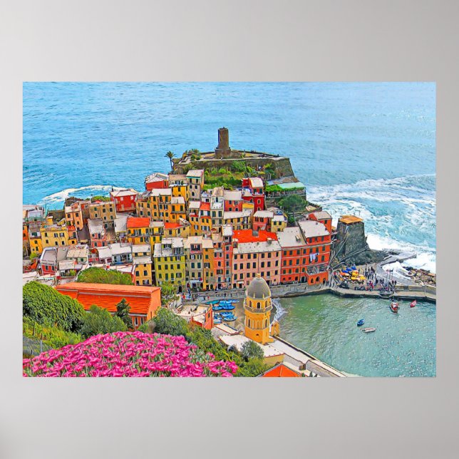 Affiche VERNAZZA  - Cinque Terre - panorama - Liguria - (Devant)