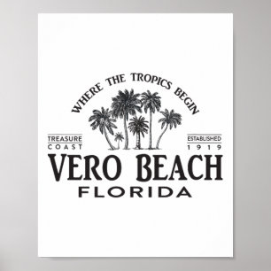 Affiche Vero Beach Fl Où Commencent Les Tropiques Souvenir