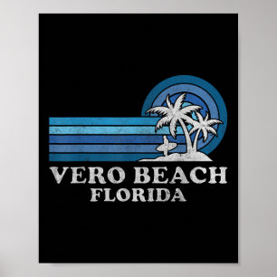 Affiche Vero Beach Floride Famille Vacances été Vintage