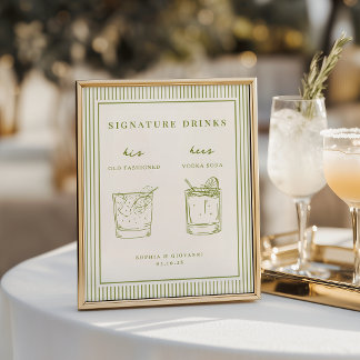 Affiche VERONA Vert de mousse Minimaliste Boissons de sign