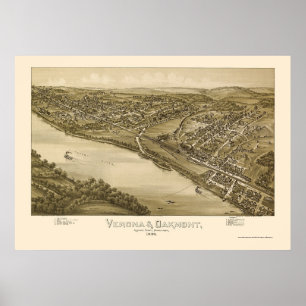 Affiche Vérone et Oakmont, carte panoramique de PA - 1896
