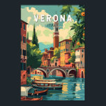 Affiche Vérone Italie Travel Art Vintage<br><div class="desc">Vérone rétro design de voyage vectoriel. Vérone est une ville du nord de l'Italie de la Vénétie,  avec une vieille ville médiévale construite entre les méandres de la rivière Adige. C’est célèbre pour être le cadre de "Roméo et Juliette" de Shakespeare.</div>
