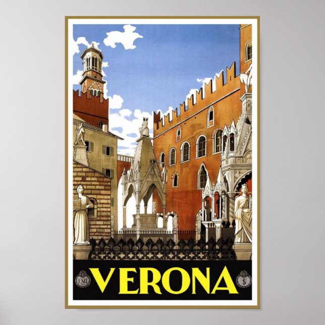Affiche Vérone Italie Vintage voyage (Devant)