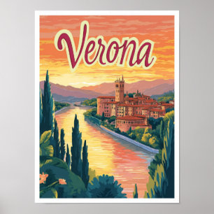 Affiche Vérone Italie Vintage voyage d'art