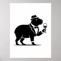 Verre à vin capybara drôle minimaliste moderne