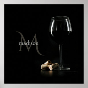 Affiche "Verre à vin" personnalisée Monogramme