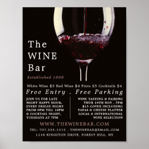 Affiche Verre à vin rouge, Bar à vin / Vaisseaux Publicité