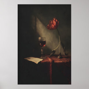 Affiche Verre à vin rouge tulipe gothique imprimable natur