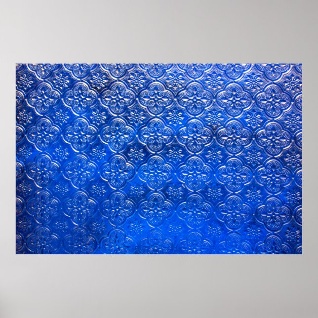Affiche Verre bleu avec motif, verre, abstrait, (Devant)