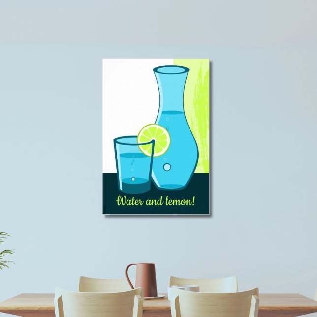 Affiche Verre Bleu & Carafe - Eau et Citron ! (Water and lemon!)