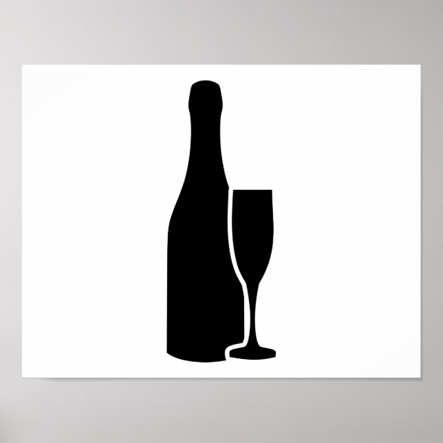 Affiche Verre bouteille de champagne (Devant)