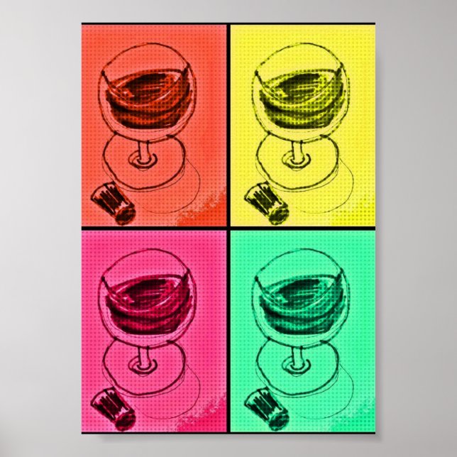 Affiche Verre coloré Retro Cool funky Imprimer (Devant)