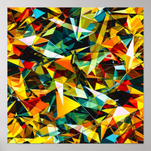 Affiche Verre cristal abstrait géométrique moderne coloré