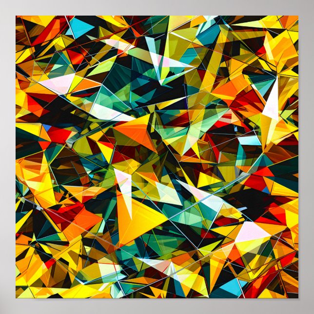 Affiche Verre cristal abstrait géométrique moderne coloré (Devant)