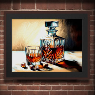 Affiche Verre de dessin pastel en verre de liquide décante