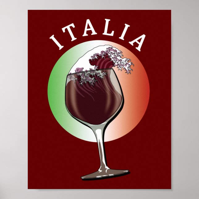 Affiche Verre de vin italien - Italia, Italie (Devant)