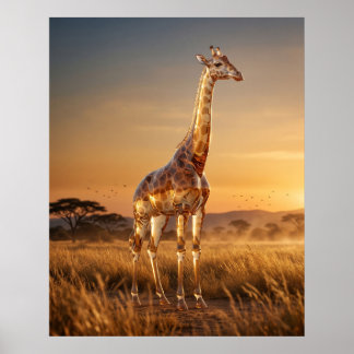 Affiche Verre Girafe Savannah Aube