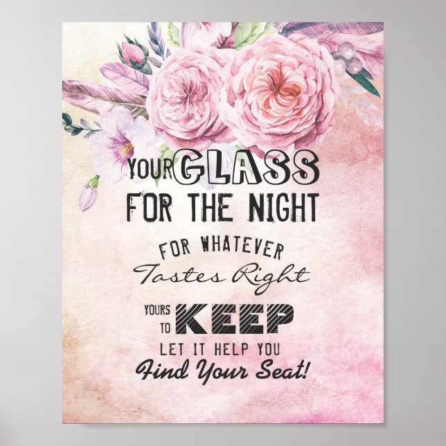Affiche Verre mariage Pour La Nuit Trouvez Votre Siège (Devant)