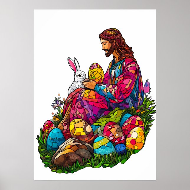 Affiche Verre tendu OEufs de Pâques Jésus (Devant)