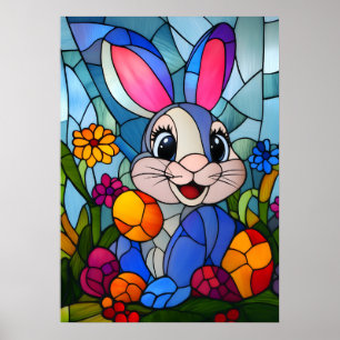 Affiche Verre Trait Joyeux Bunny de Pâques Art Mur