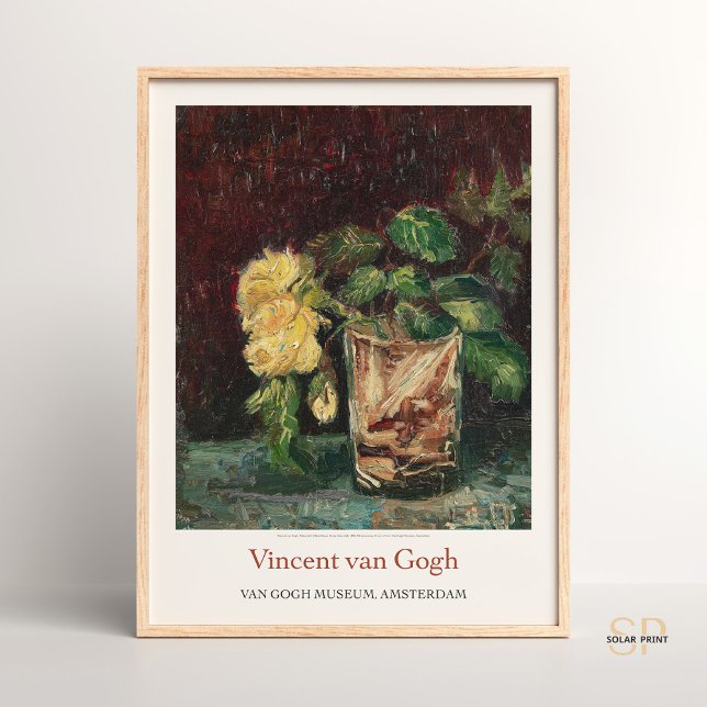 Affiche Verre Vincent van Gogh avec roses jaunes Imprimer (Créateur téléchargé)