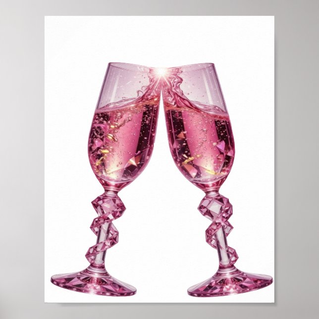 Affiche VERRES À CHAMPAGNE argentés accrocheurs (Devant)